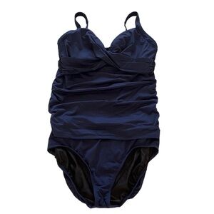Lands’ End Tankini Swimsuit, Size 16L & 18, Navy Blue
